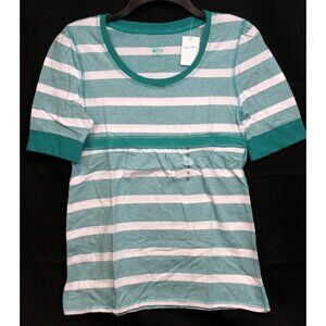 Y2K Limited Too Striped Tshirt Girls sz 16 Empire Waist Silver Stitch Teal Green